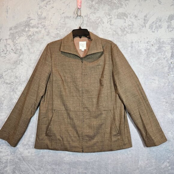 Clifford & Wills Pant Suit Set Womens 12 brown wool zip jacket pleat career cuff - Picture 3 of 15